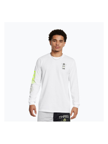 Мъжка блуза с дълъг ръкав Under Armour Curry Verbiage Heavyweight white/high vis yellow/black