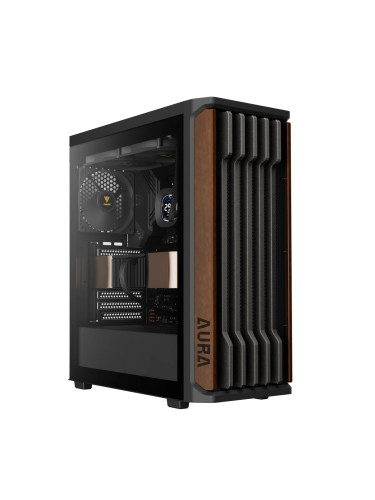 Gamdias кутия Case ATX - AURA GC11 Wood Black - USB-C