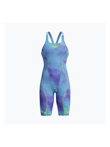 Цял бански костюм Speedo Fastskin HyperSpark Printed Openback Kneeskin under current / sugar blue