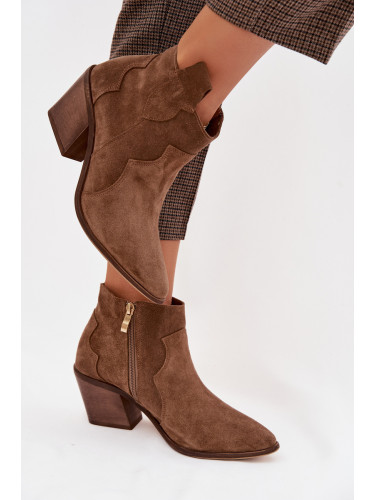 Дамски велурени боти до глезена Zazoo 3153 каки