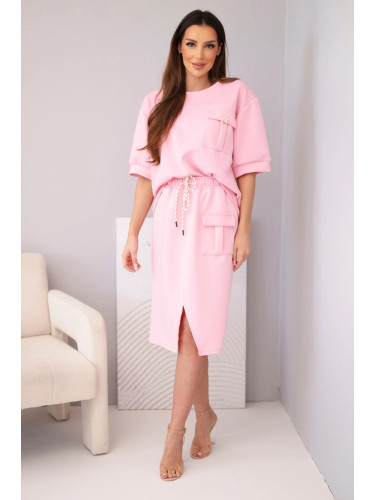 Дамски комплект от две части с блуза и миди пола