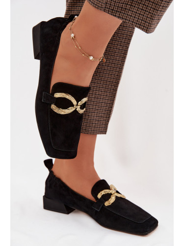 Дамски велурени мокасини S. BARSKI с декоративни детайли