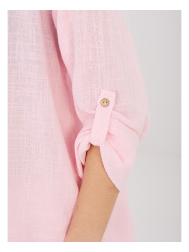 Светлорозова блуза с декоративно копче