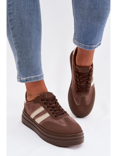 Дамски маратонки на платформа Boto, кафяви