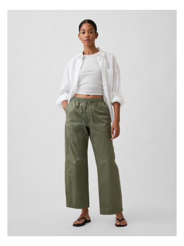 Дамски панталон GAP с висока талия и лесен за носене цвят каки