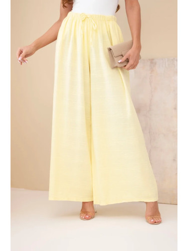 Жълти дамски широки памучни панталони Kesi