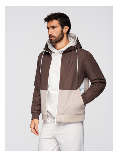 Мъжко функционално преходно яке Ombre с качулка - маслинено зелено