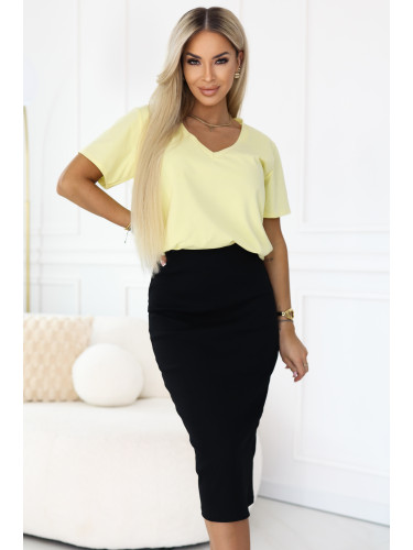 Черна миди пола с висока талия