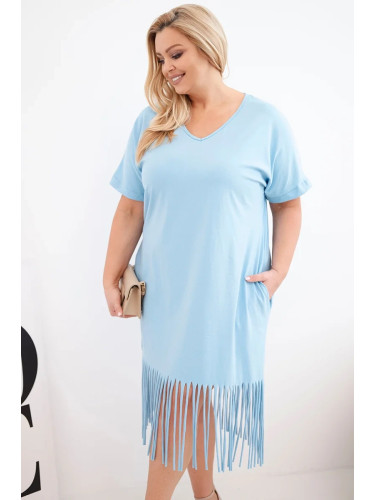 Дамска рокля Kesi Włoski с V-образно деколте и ресни, синя