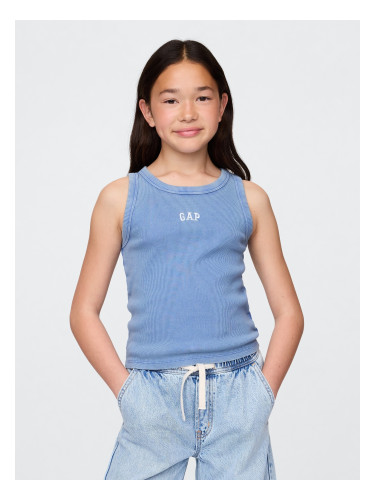 Ребрена блуза с лого за момичета GAP