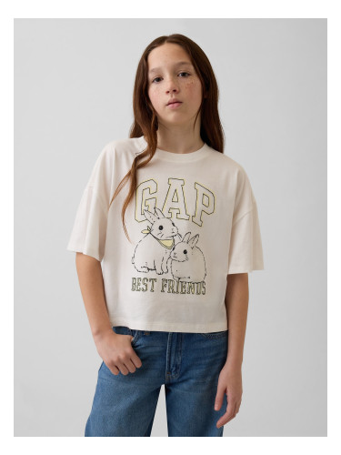 Тениска с лого на GAP за момичета с голям размер