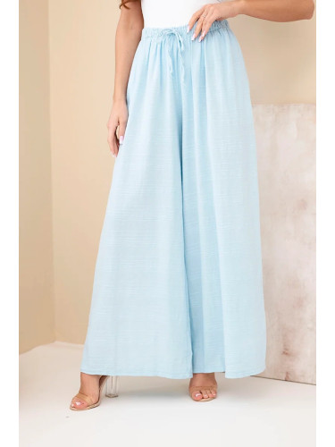 Дамски широки памучни панталони Kesi с еластична талия