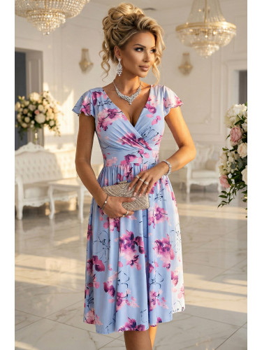 Разкроена миди рокля Матилде с деколте и ръкави