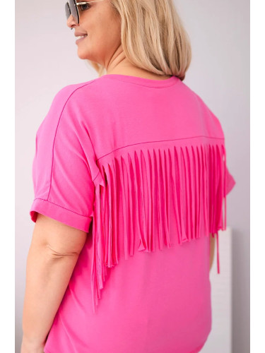Розова овърсайз блуза с V-образно деколте