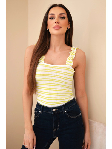 Червен раиран топ с волани