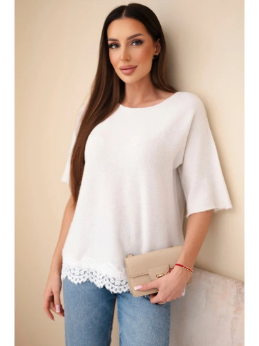 Дамски пуловер Kesi Włoski с къс ръкав и дантела