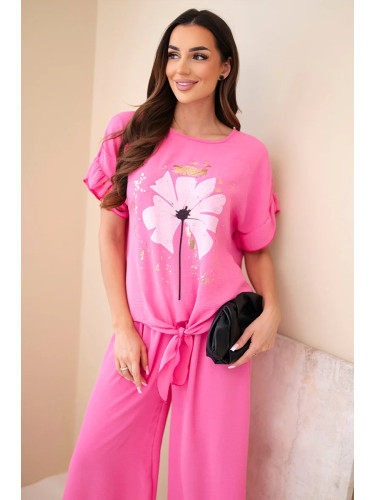 Дамски комплект от вискоза Kesi Włoski с щампована тениска