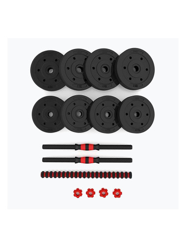 HMS SGP15 15kg черен/червен комплект дъмбели с връзка за щанга