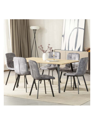 ЗУРС СЕТ МАСА И 6 СТОЛА 160/90/76 СМ В СИВО И ЧЕРНО