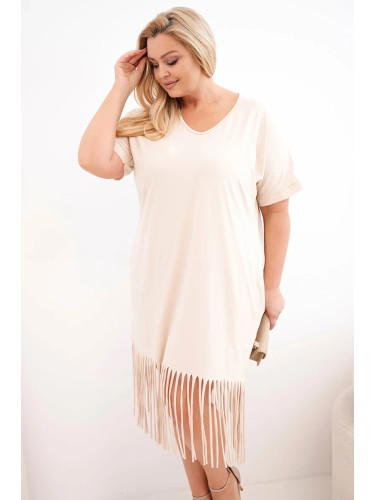 Дамска памучна рокля Kesi с V-образно деколте и пискюли