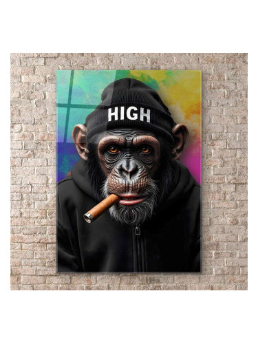 Стъклено арт пано с шимпанзе и пура