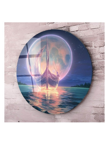 Стъклено пано Лодка под лунната светлина
