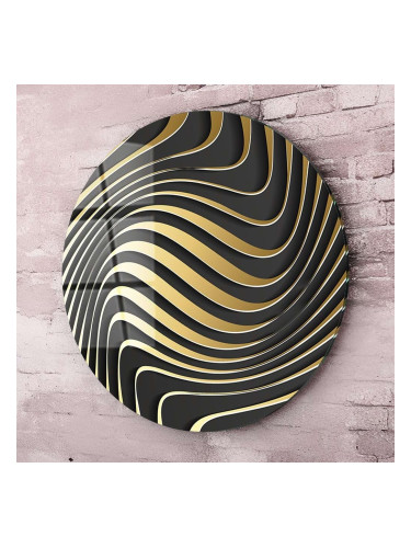 Кръгло стъклено пано Златни вълни