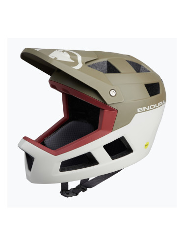 Каска за велосипед Endura Singletrack Full Face MIPS туид зелена