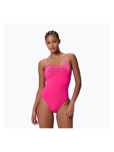 Дамски цял бански костюм Speedo Endurance+ Logo Thin Strap margarita pink