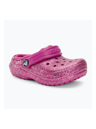 Детски джапанки Crocs Classic Lined Glitter Clog fuchsia fun/multi