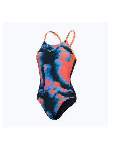 Дамски цял бански костюм Speedo Allover Fixed Crossback true navy/siren red/punch blue