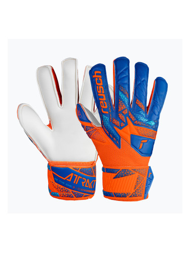Детски вратарски ръкавици Reusch Attrakt Solid Finger Support Junior shocking orange/blue