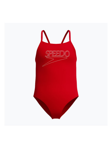 Детски цял бански Speedo Endurance+ Logo Thinstrap high risk red