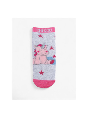 CHICCO 1-Pair Girls Unicorn Socks Grey/Pink