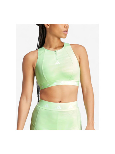 ADIDAS Powerimpact Medium-Support Techfit High-Neck Zip Bra Green