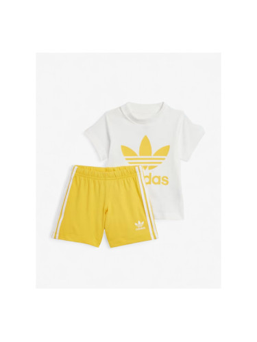 ADIDAS Originals Trefoil Shorts Tee Set White/Yellow