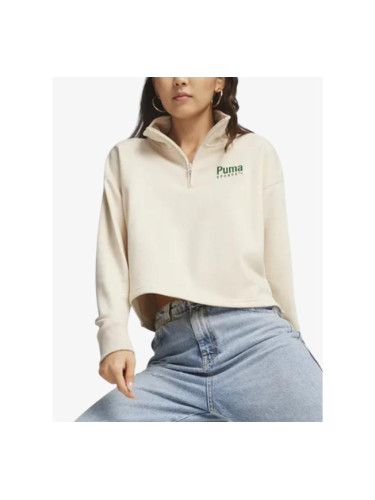 PUMA Team Half-Zip Crew Top Beige
