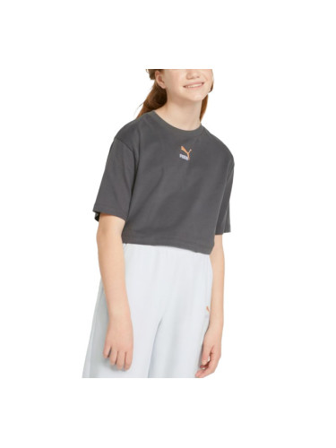 PUMA Relaxed Fit Youth Cropped Tee Grey G