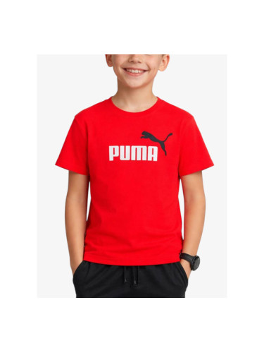 PUMA Essentials+ Two-Tone Logo Tee Red