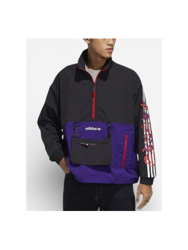 ADIDAS Half Zip Windbreaker Jacket Black/Purple