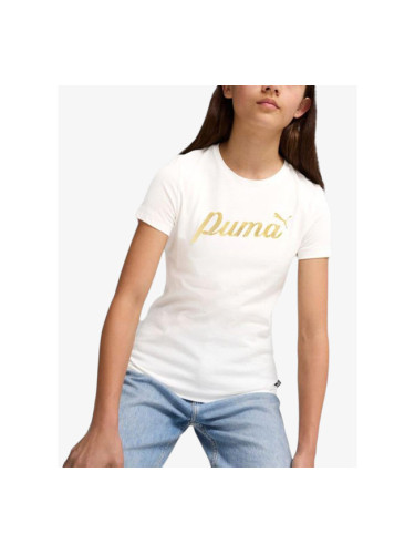 PUMA Essentials Script Metallic Tee White