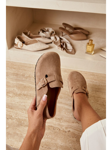 Дамски мокасини Ismora в тъмнобежово