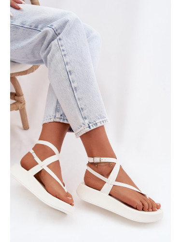 Дамски чехли на платформа Boto Gelira бели