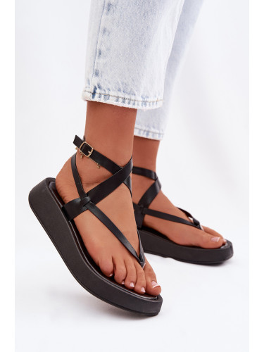 Дамски джапанки на платформа Boto черни Gelira