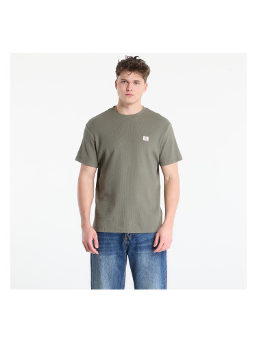 Тениска Calvin Klein Jeans Ss Waffle Woven Label Crewnk Tee Dusty Olive M