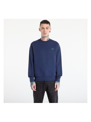 Суитшърт FRED PERRY Crew Neck Sweatshirt Tnsbl/ Snwht/ Dpmt M