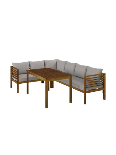 СВЕТЪЛ ДЪРВЕСЕН ГРАДИНСКИ СЕТ С МАСА И ЪГЛОВ ДИВАН НИКО