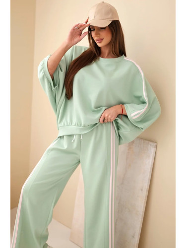 Kesi Włoski Women's viscose set butter with wide leg trousers and loose blouse dark mint