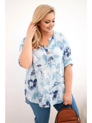 Дамска блуза с големи размери и флорален мотив