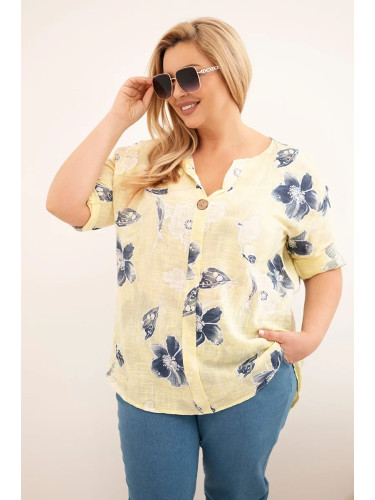 Блуза Kesi plus size с флорален мотив в жълто